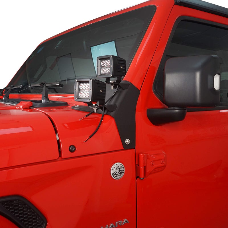 Hooke Road Dual A-Pillar Light Mounting Brackets Compatible with 2018-2026 Jeep JL Wrangler/Gladiator JT - Pair (Does not fit â€¢ Gladiator Mojave â€¢ Model) - Image 4